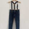 Jeans hlače z naramnicami F&F - št. 98