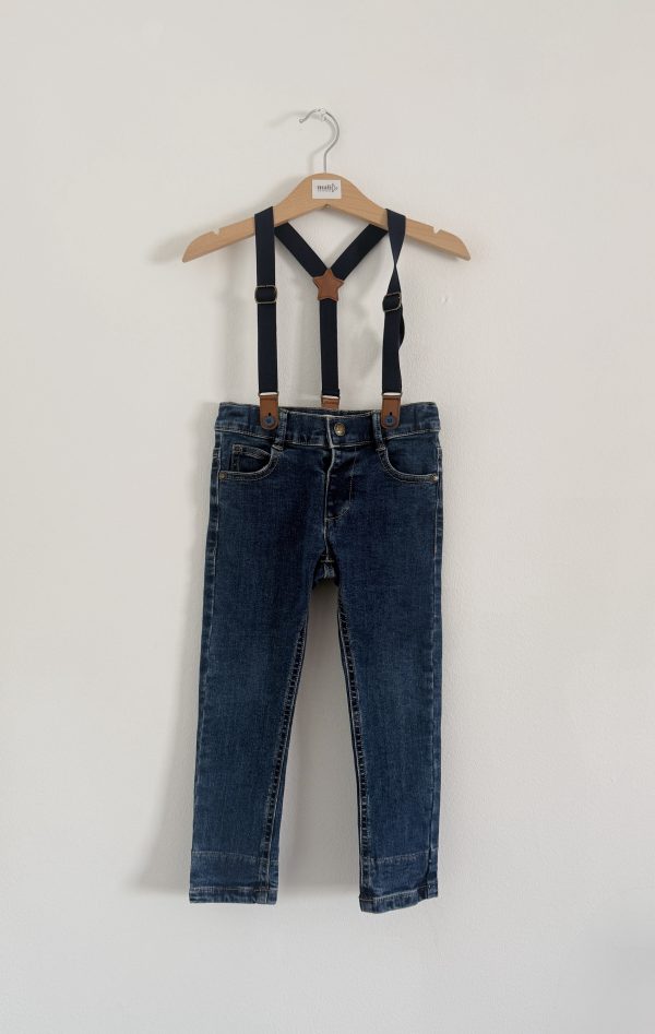 Jeans hlače z naramnicami F&F - št. 98