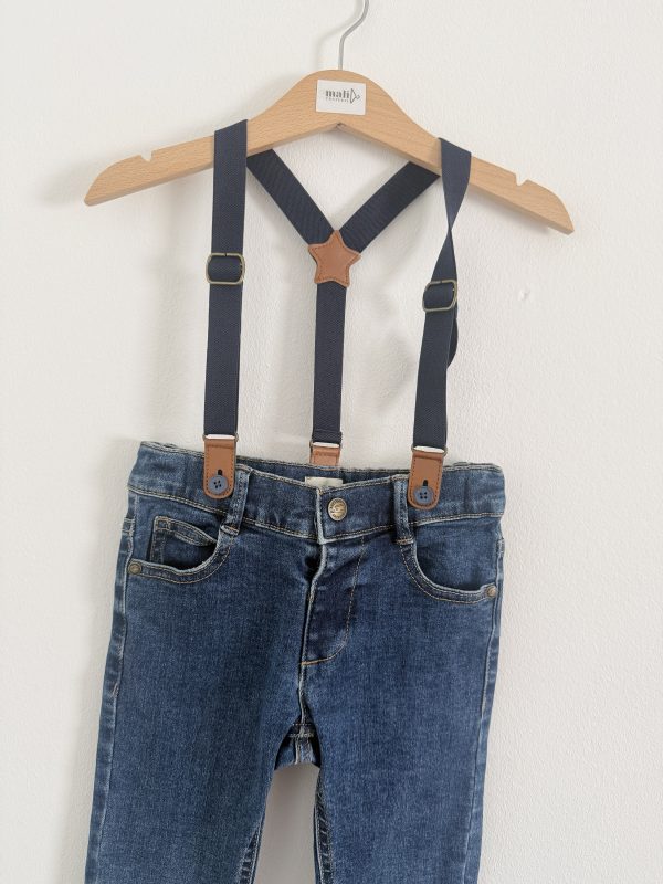 Jeans hlače z naramnicami F&F - št. 98